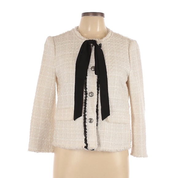 Zara Jackets & Blazers - ZARA Tweed Jacket With Bow - L